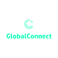 Logoen til GlobalConnect. Den har en stilisert, grønn bokstav "C" sammensatt av prikker forbundet med linjer, som ligner et nettverk eller et molekyl, som symboliserer digital transformasjon. Under "C" er ordet "GlobalConnect" skrevet med fete, grønne bokstaver. Bakgrunnen er hvit.