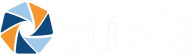 Bildet viser "blinQ"-logoen. Den har stilisert tekst hvor "Q" har en unik design. Til venstre for teksten er en grafikk av fire sammenlåsende former som danner et sirkulært mønster, farget i blått, lyseblått og oransje. Det overordnede designet gir et dynamisk og moderne inntrykk, med vekt på digital transformasjon.